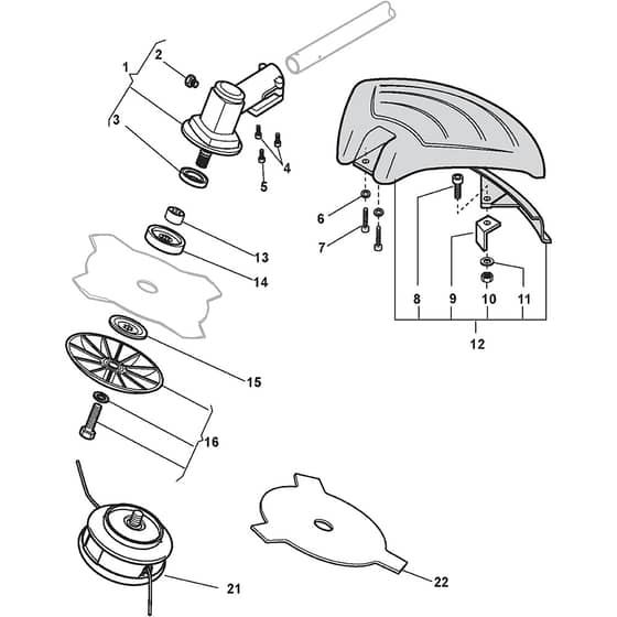 XB 29 S - 2010-2012 - 281420003/09 - Castel Garden Brushcutter Gear Case Diagram