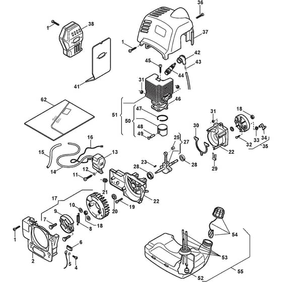 XB 31 D - 2007 - 283121003/04 - Castel Garden Brushcutter Engine Diagram
