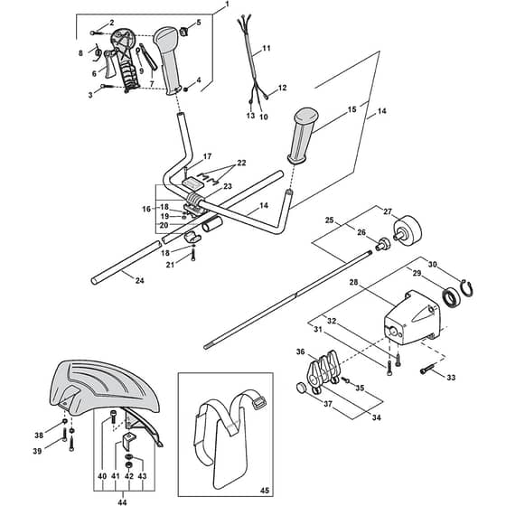 XB 31 D - 2007 - 283121003/04 - Castel Garden Brushcutter Handle Transmission Diagram