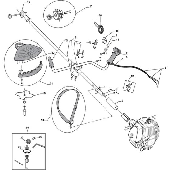 XB 32 D - 2009 - 281121003/EE - Castel Garden Brushcutter Handle Transmission Diagram