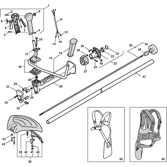 XB 36D - 2006 - 184351D - Castel Garden Brushcutter Handle Transmission Diagram