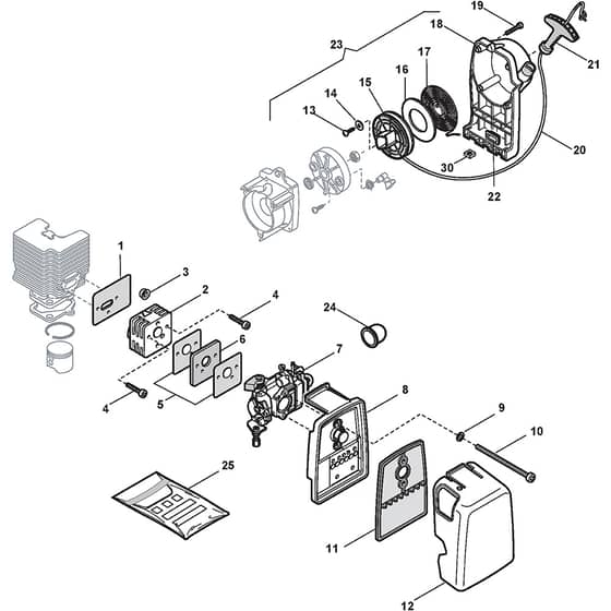 XB 36D - 2007 - 283621003/04 - Castel Garden Brushcutter Engine 02 Diagram