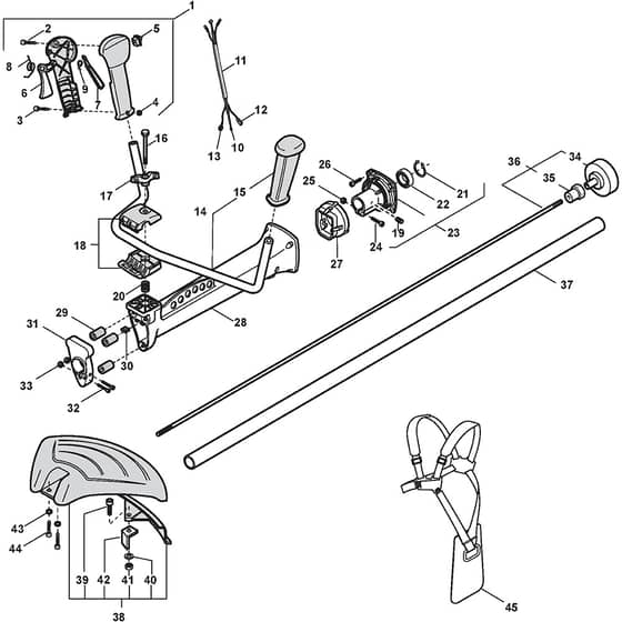 XB 43 D - 2009 - 284221003/08 - Castel Garden Brushcutter Handle Transmission Diagram
