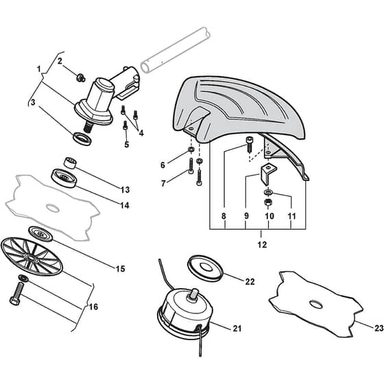 XB 43 FS - 2010-2012 - 281622003/09 - Castel Garden Brushcutter Gear Case Diagram