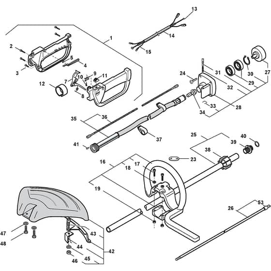XB 55 FP - 2009-2012 - 285622003/05 - Castel Garden Brushcutter Handle Transmission Diagram