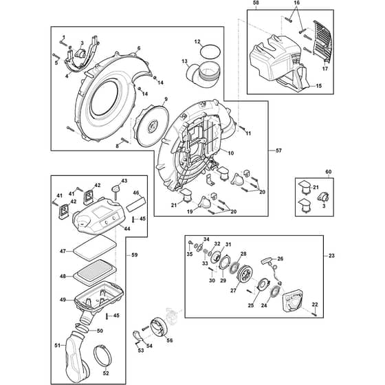 XBP 75 - 2019-2021 - 255175103/C19 - Castel Garden Blower Starter Assy Diagram