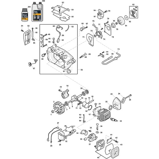XC 300 - 2009 - 228010003/10 - Castel Garden Chainsaw Engine Diagram