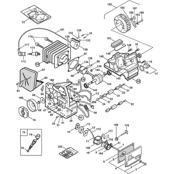 XC 35 P - 2005 - 222812003/04 - Castel Garden Chainsaw Engine Diagram