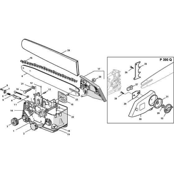XC 36 - 2007 - 222614003/04 - Castel Garden Chainsaw Crankcase Trim Group Diagram