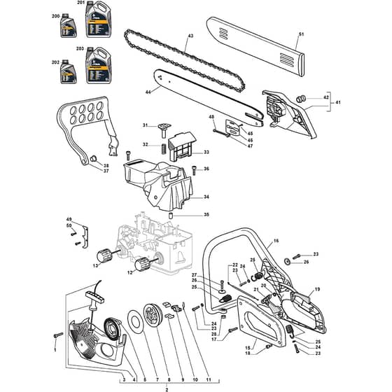 XC 38 P - 2010-2011 - 223516503/10 - Castel Garden Chainsaw Housing Diagram