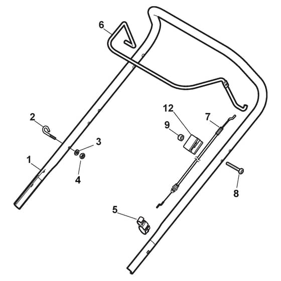 XC 43 B - 2013-2019 - 295441023/C13 - Castel Garden Rotary Mower Handle Upper Part Diagram