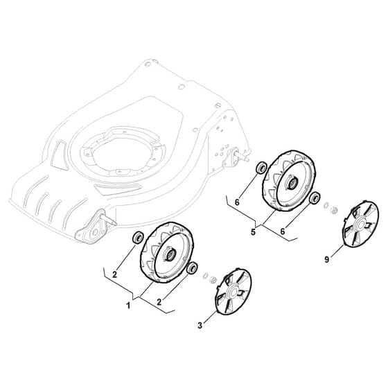 XC 43 G - 2018 - 2954410438C18 - Castel Garden Rotary Mower Wheels and Hub Caps Diagram