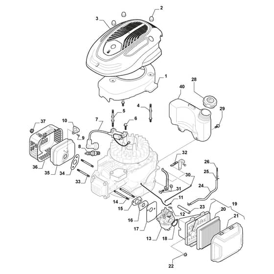 XC 48 SWE - 2019-2020 - 295496543/C19 - Castel Garden Rotary Mower Engine - Carburator, Tank Diagram