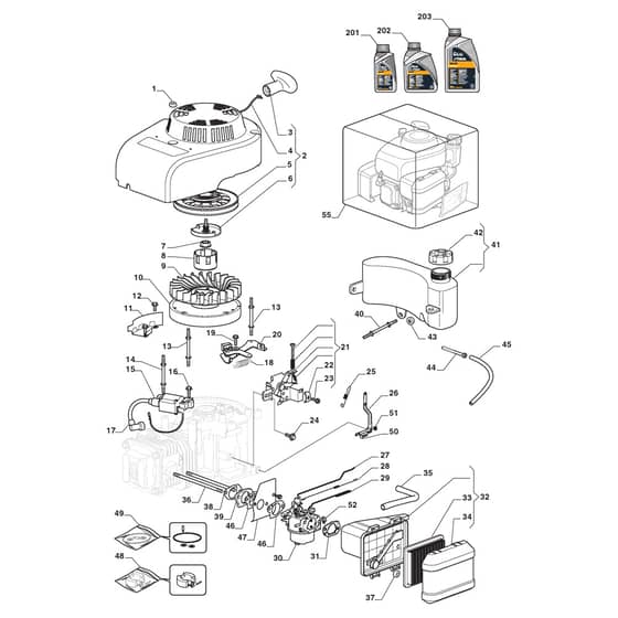 XC 53 GSW - 2018-2019 - 295546043/C18 - Castel Garden Rotary Mower Engine - Carburator, Tank Diagram