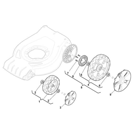 XC 53 HSW - 2019 - 295546833/C19 - Castel Garden Rotary Mower Wheels and Hub Caps Diagram