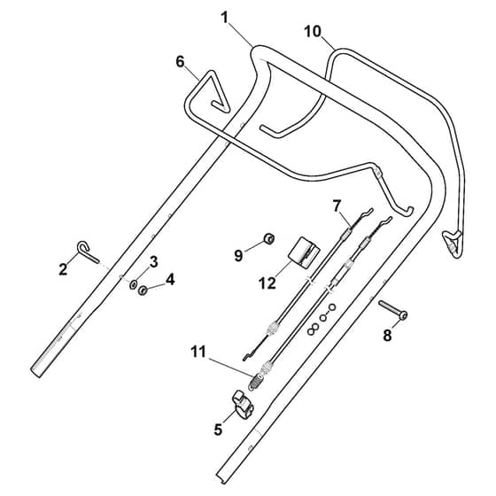 XC 53 S - 2022-2025 - 2L0536843/C22 - Castel Garden Rotary Mower Handle Upper Part Diagram