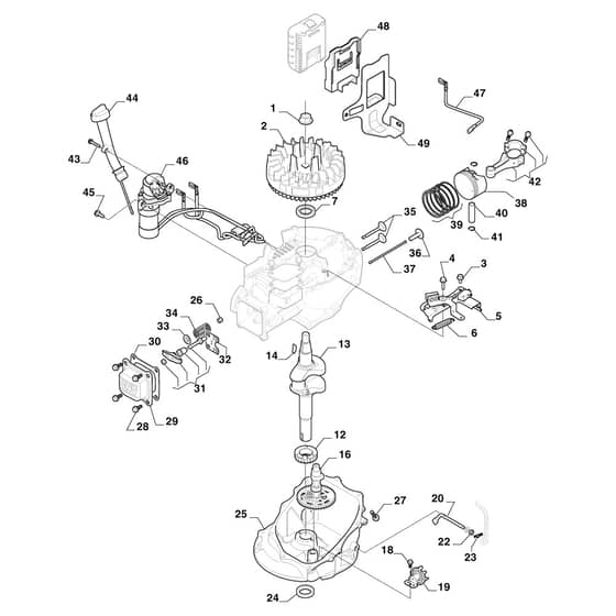XC 53 SE - 2024-2025 - 2L0536543/C24 - Castel Garden Rotary Mower Engine - Piston, Crankshaft Diagram