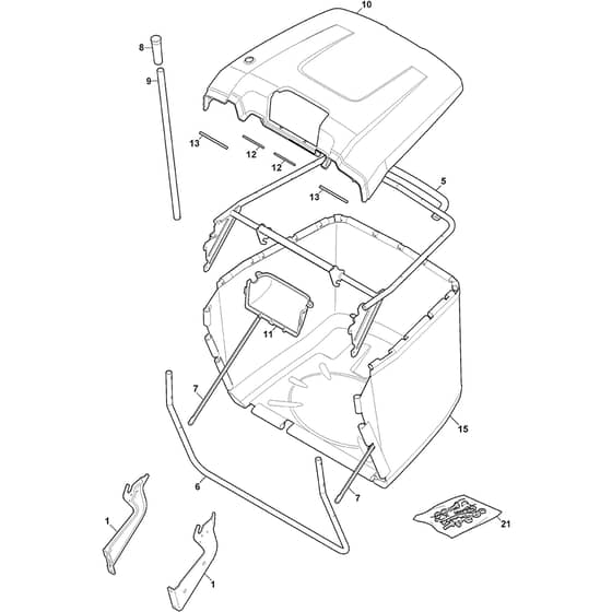 XDC 150 HDB - 2023-2024 - 2T2100273/C23 - Castel Garden Ride On Mower Grasscatcher Diagram