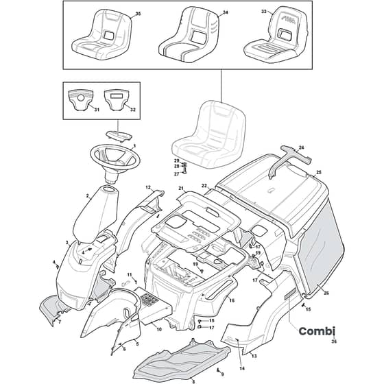 XE 966 HD - 2021-2025 - 2T0070473/C21 - Castel Garden Ride On Mower Body Diagram