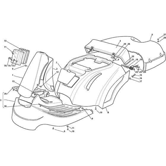 XF 140 - 2011-2012 - 2T0110273/10 - Castel Garden Ride On Mower Body Diagram