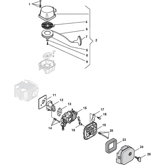 XH 55 - 2010 - 252800003/09 - Castel Garden Hedge Trimmer Engine 02 Diagram