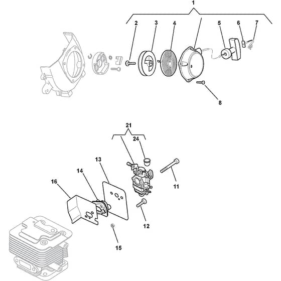 XH 75 K - 2007 - 252400003/06 - Castel Garden Hedge Trimmer Engine 02 Diagram