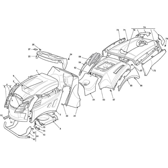 XHT 240 4WD - 2014-2021 - 2T1425273/14 - Castel Garden Ride On Mower Body Diagram