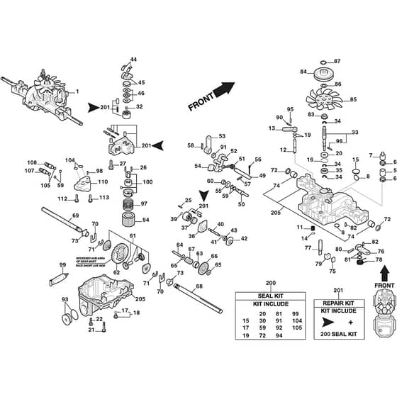 XHT 240 4WD - 2014-2021 - 2T1425273/14 - Castel Garden Ride On Mower Transmission 02 Diagram