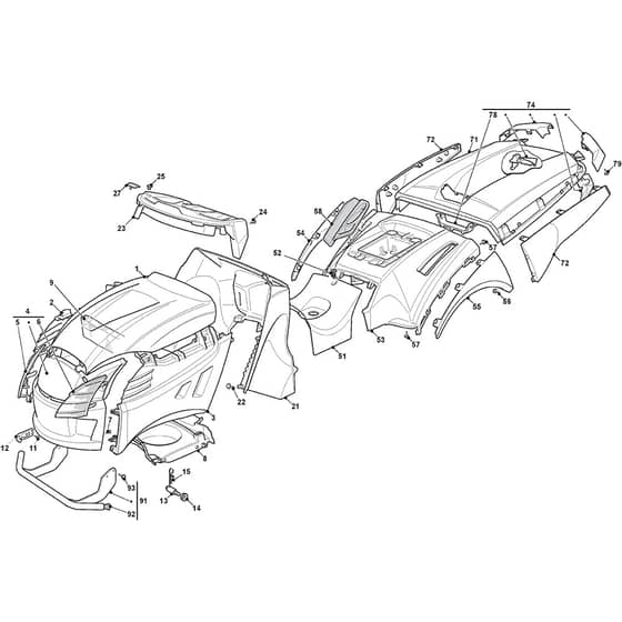 XHT 240 4WD - 2025 - 2T1425473/C22 - Castel Garden Ride On Mower Body Diagram