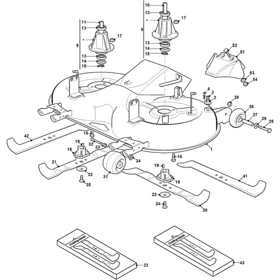 XHT 240 4WD - 2022 - 2T1425473/SBR - Castel Garden Ride On Mower Cutting Plate Diagram