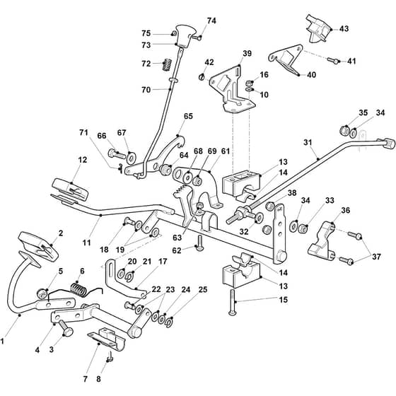 XHTY 240 4WD - 2018-2024 - 2T1425253/C18 - Castel Garden Ride On Mower Drive Controls Diagram