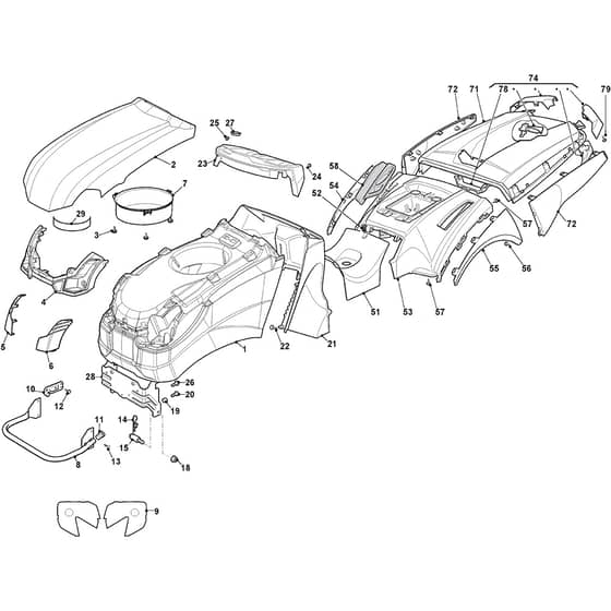 XHXY 240 - 2023 - 2T1515253/C18 - Castel Garden Ride On Mower Body Diagram