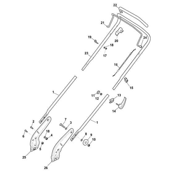 XS 43 BR - 2014-2015 - 299434023/C14 - Castel Garden Rotary Mower Handle Upper Part Diagram