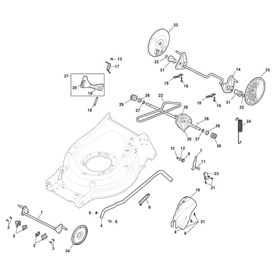 XS 50 BSE - 2017 - 294502523/C17 - Castel Garden Rotary Mower Deck and Height Adjusting Diagram