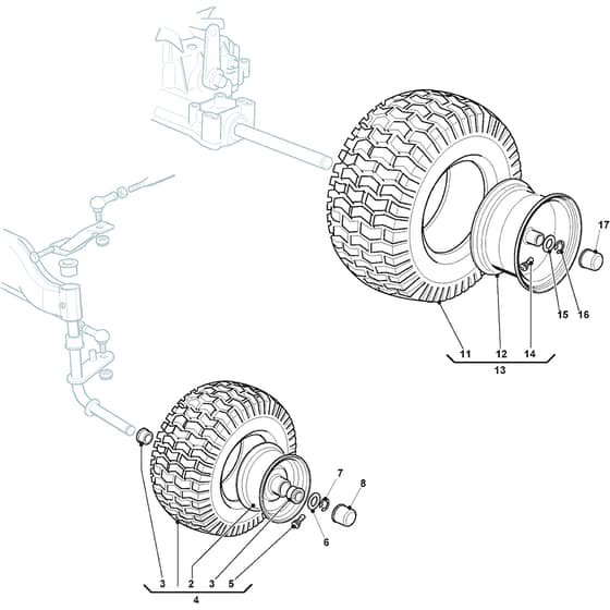 XTY 190 HD - 2017-2022 - 2T0950253/C17 - Castel Garden Ride On Mower Wheel Diagram