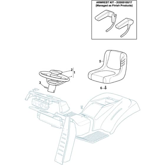 XTY 190 HD - 2021-2023 - 2T0970453/MTF - Mountfield Ride On Mower Seat and Steering Wheel Diagram