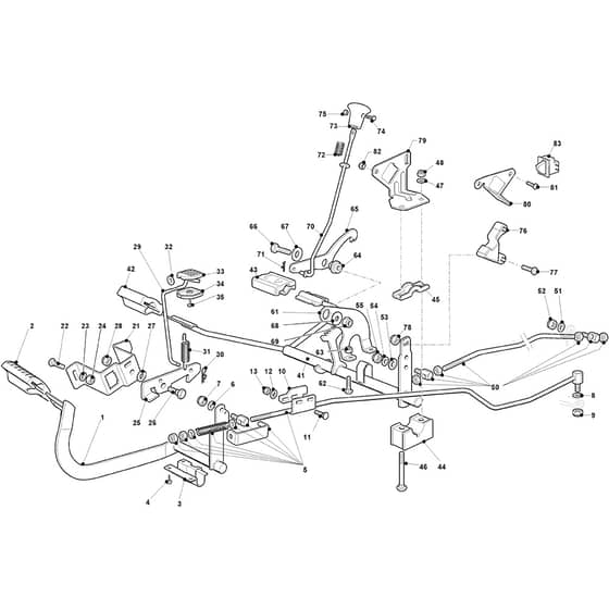 XTY 190 HD - 2022-2024 - 2T0971453/MTF - Mountfield Ride On Mower Brake and Gearbox Controls Diagram