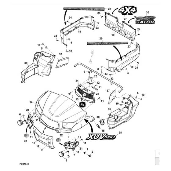 John Deere XUV560 - PC12782 - Hood - ST848792