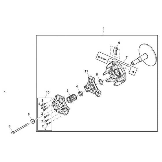 John Deere XUV590E - PC13270 - Primary Clutch - ST890385