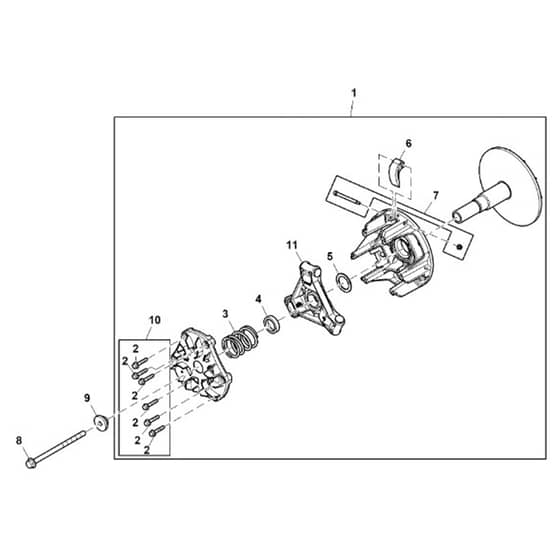 John Deere XUV590M - PC13271 - Primary Clutch - ST891839