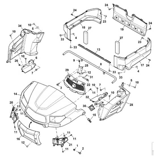 John Deere XUV590M - PC16084 - Hood - ST1002587