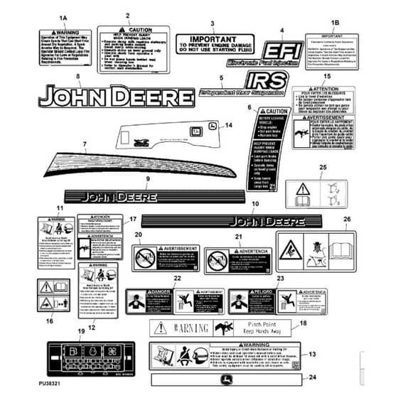 John Deere XUV825i - PC9958 - Labels - ST575878