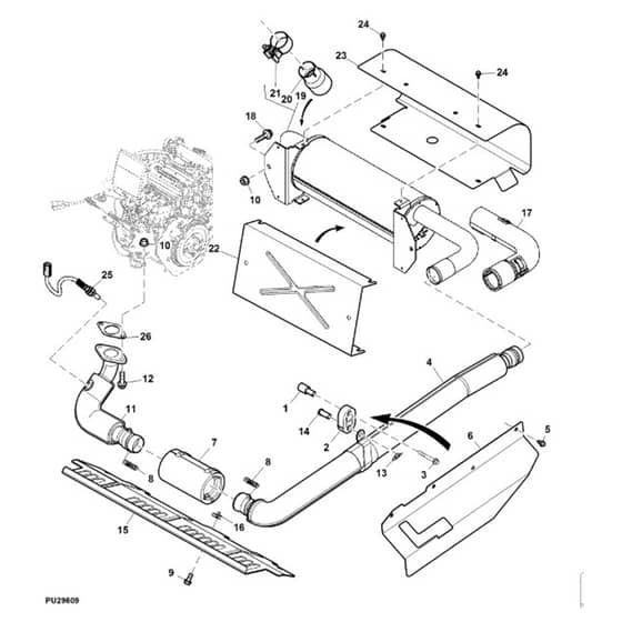 John Deere XUV825M - PC13309 - Muffler - ST897082