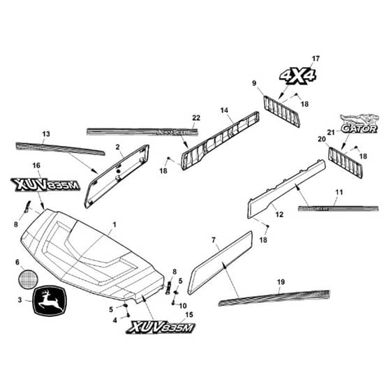John Deere XUV835M - PC13095 - Hood - ST898463