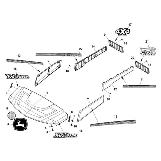 John Deere XUV835R - PC13096 - Hood - ST898495