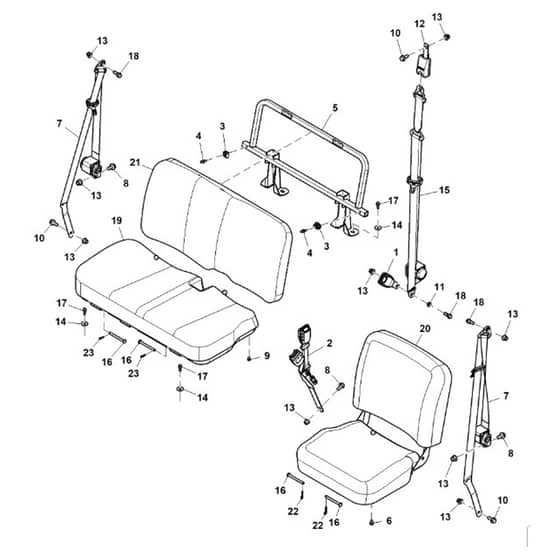 John Deere XUV835R - PC16091 - Bench Seat (050001 - ) - ST1032913