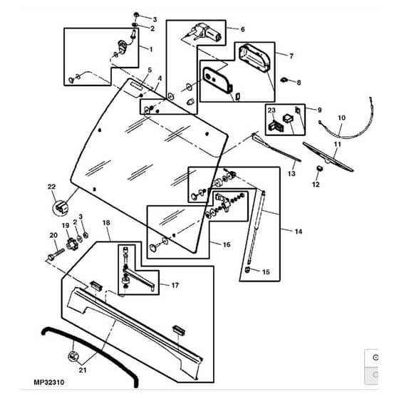 John Deere XUV850D - PC9619 - Windshield - ST559542