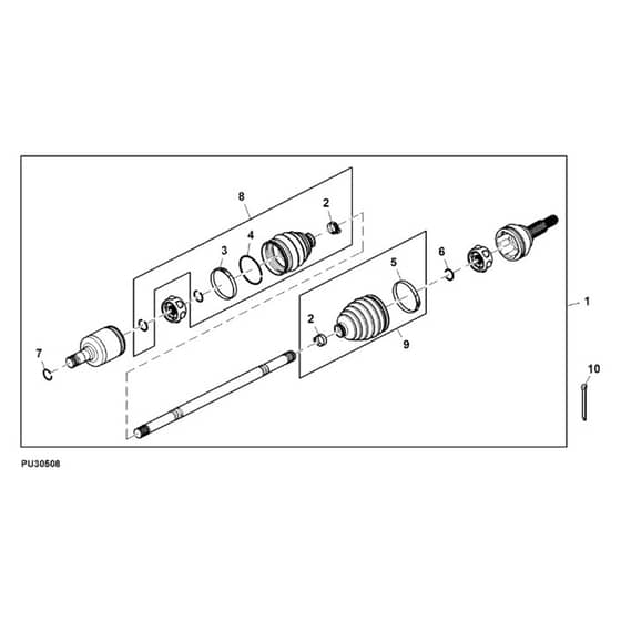John Deere XUV855E - PC13313 - Front Axle - ST897605