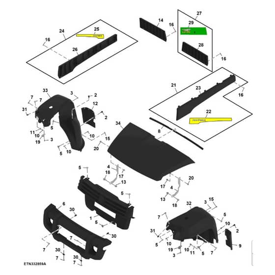 John Deere XUV855M - PC16089 - Hood (080001 - ) - ST2111368