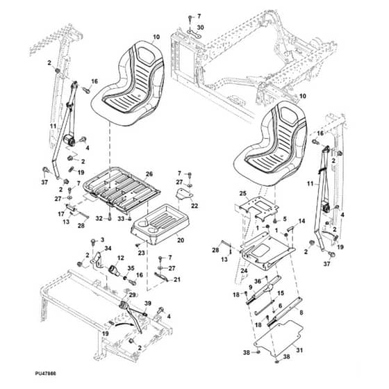 John Deere XUV865E - PC16095 - Bucket Seat - ST1000496